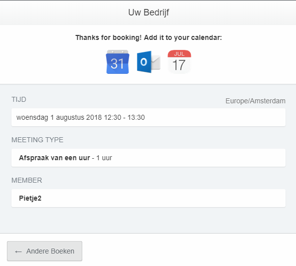 Beschikbare tijden kiezen in de afspraakwidget